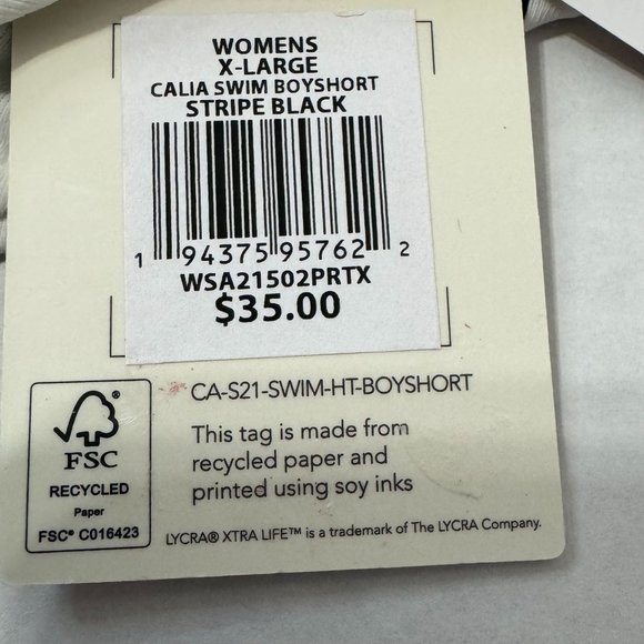 CALIA By Carrie Underwood NWT Sz XL Stripe White/Black Wide Band High Rise Swim - Picture 3 of 6